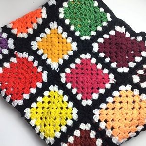 Vintage Handmade Crocheted Granny Square Afghan